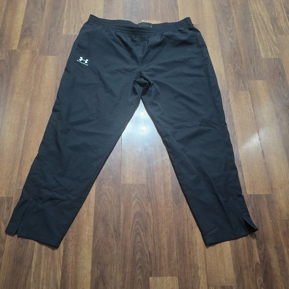 Under Armour Mens 3XL Black Loose Fit Mesh Lined Woven Track Pants Zipper Ankle